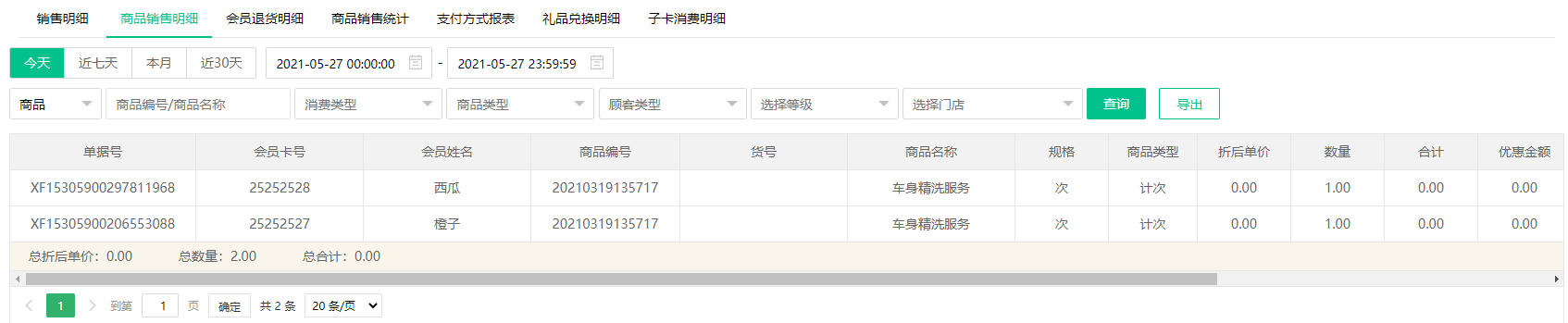 商品销售明显报表